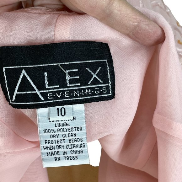 Pink silk sequin beaded evening dress with handkerchief hem - Picture 7 of 7